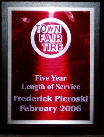 5 Year Plaque